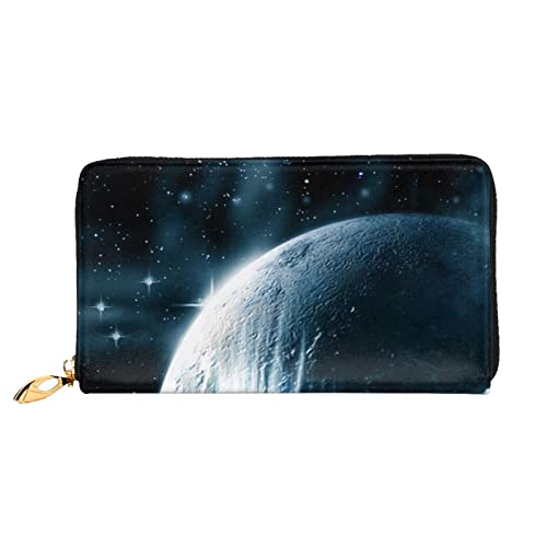 FZGGWYHL Wolf Heulend at The Moon Printed Leather Wallet Portable Travel Organizer Neutral Clutch Bag von FZGGWYHL