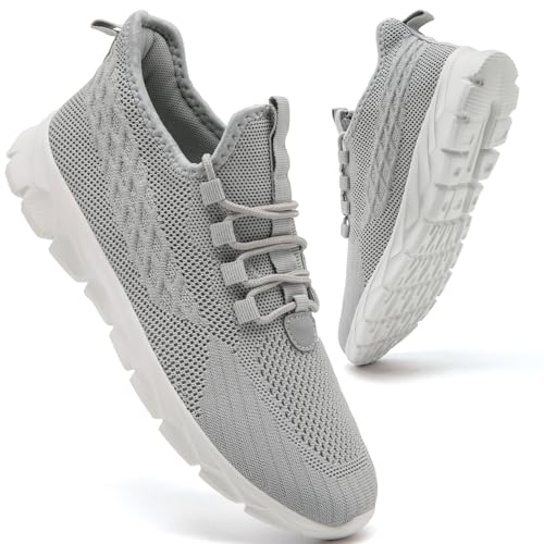FZJIALI Damen Schuhe Sneaker Turnschuhe Grau Sportschuhe Laufschuhe Sommerschuhe Leichte Hallenschuhe Straßenlaufschuhe Fitnessschuhe Atmungsaktiv Joggingschuhe Walkingschuhe Tennisschuhe Grau 44 von FZJIALI