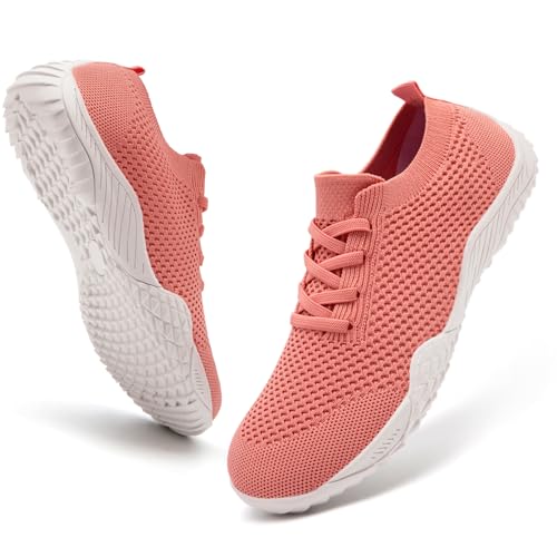 FZJIALI Schuhe Damen Barfuss Rosa Laufschuhe Turnschuhe Sportschuhe Leichte Sommerschuhe Bequem Barfuss Hausschuhe Mesh Sneakers Outdoor Fitnessschuhe Rosa 41 von FZJIALI