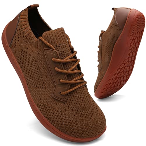 FZJIALI Schuhe Damen Sneaker Barfuss Laufschuhe Mit Breiter Zehenbox Turnschuhe Braun Sport Schuhe Atmungsaktives Walkingschuhe Sommer Sneaker Traillaufschuhe Minimalistische Outdoor Braun 36 von FZJIALI
