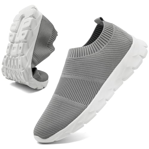 FZJIALI Slip on Sneakers Herren Sommerschuhe Laufschuhe Turnschuhe Grau Sport Schuhe StraßEnlaufschuhe Walkingschuhe von FZJIALI