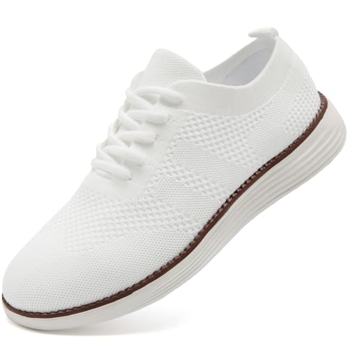 FZJIALI Sneaker Herren Loafer Mokassins Anzugschuhe Busines Weiß Slip on Sneaker Turnschuhe Oxfords Hochzeitschuhe Bootsschuhe Trachtenschuhe Leichte Freizeit Sommer Schuhe Weiss 41 von FZJIALI