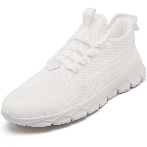 FZJIALI Sneakers Herren Weiß Sommer Schuhe Laufschuhe Sportschuhe Turnschuhe StraßEnlaufschuhe Hallenschuhe Jogging Fitness Gym Weiss 44 von FZJIALI