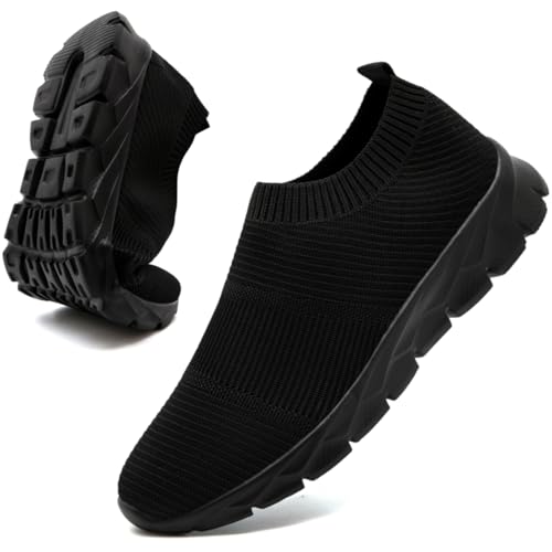 Schuhe Herren Sportschuhe Turnschuhe Schwarz Laufschuhe Slip on Sneaker StraßEnlaufschuhe Sommerschuhe Joggingschuhe Hallenschuhe Fitness Männer Shoes Schwarz 41 von FZJIALI