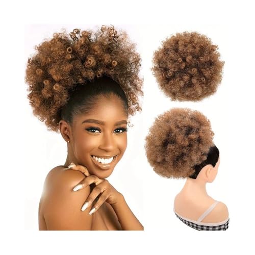 Haarteile 1 Stück Afro Puff Kordelzug Pferdeschwanzverlängerung for schwarze Frauen Clip in synthetische Afro Curly Bun Haarteile Täglicher Gebrauch(10inch-1BT30) von FZL02068LM