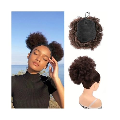 Haarteile 1 Stück Afro Puff Kordelzug Pferdeschwanzverlängerung for schwarze Frauen Clip in synthetische Afro Curly Bun Haarteile Täglicher Gebrauch(6inch-4) von FZL02068LM