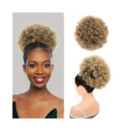 Haarteile 1 Stück Afro Puff Kordelzug Pferdeschwanzverlängerung for schwarze Frauen Clip in synthetische Afro Curly Bun Haarteile Täglicher Gebrauch(8inch-1B-27) von FZL02068LM