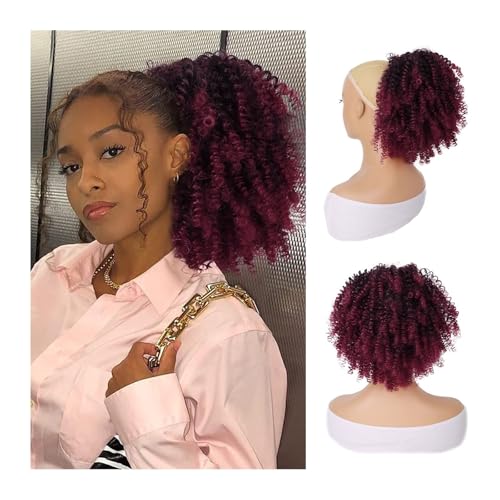 Haarteile Afro Puff Haarknoten Haarteil for schwarze Frauen Synthetische verworrene lockige Kordelzug Pferdeschwanzverlängerung Täglicher Gebrauch(1B-BUG) von FZL02068LM