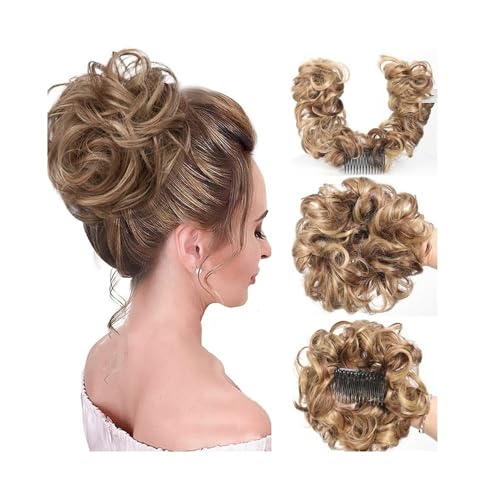 Haarteile Synthetische Haarknoten-Extensions, seitlicher Kamm, Clip in, unordentliches, lockiges Haar, Chignon, Scrunchies for Frauen Täglicher Gebrauch(12H24) von FZL02068LM