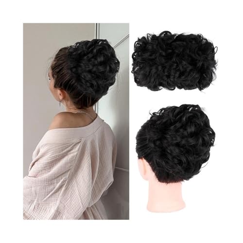 Haarteile Unordentliches, gewelltes Dutt-Haarteil, synthetisches, elastisches Pferdeschwanz-Clip-in-Haarteil mit Kordelzug for schwarze Frauen Täglicher Gebrauch(2#) von FZL02068LM