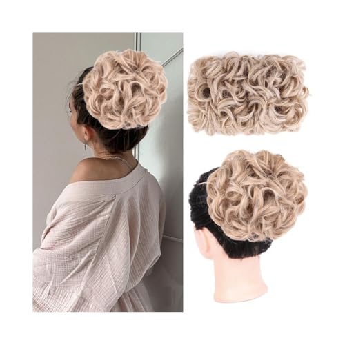 Haarteile Unordentliches, gewelltes Dutt-Haarteil, synthetisches, elastisches Pferdeschwanz-Clip-in-Haarteil mit Kordelzug for schwarze Frauen Täglicher Gebrauch(27/613#) von FZL02068LM
