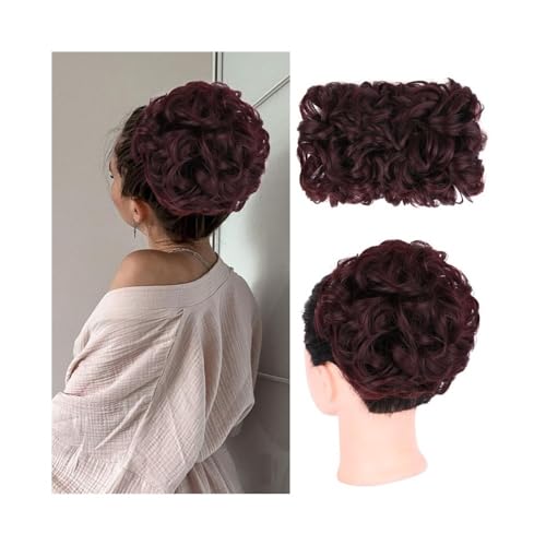 Haarteile Unordentliches, gewelltes Dutt-Haarteil, synthetisches, elastisches Pferdeschwanz-Clip-in-Haarteil mit Kordelzug for schwarze Frauen Täglicher Gebrauch(99J#) von FZL02068LM