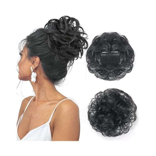 Haarteile Unordentliches synthetisches Dutt-Haarteil, vielseitige, verstellbare Stile, seitlicher Kamm, Clip in lockigem Chignon for Frauen Täglicher Gebrauch(2) von FZL02068LM