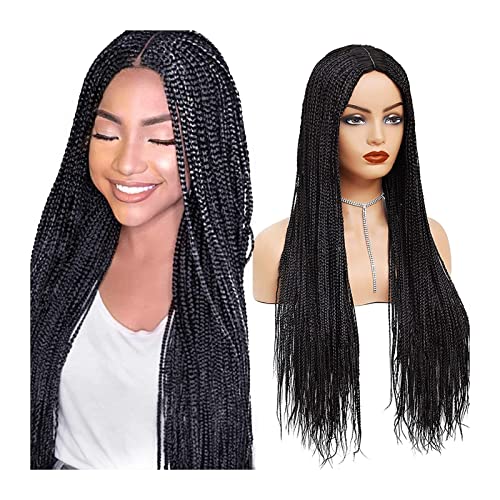 Perücken Synthetisches Haar Lange Twist Braids Perücken for schwarze Frauen 22-28 "Vollständig maschinell geflochtene Perücken ohne Knoten mit natürlichem Haaransatz Glueless Crochet Box Wig Perücke(2 von FZL02068LM