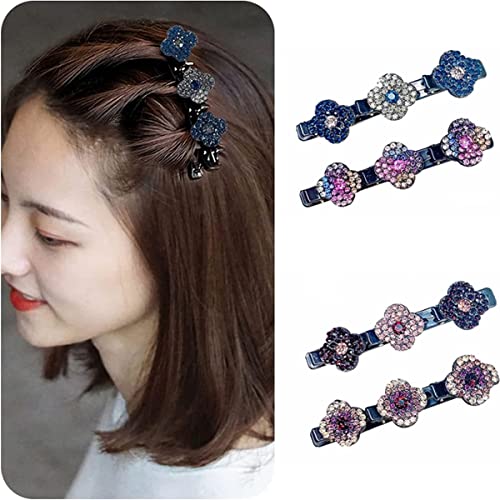 FZLANQ 4 Stück Entenschnabel-Haarspangen für Mädchen, gehackte Haarnadel, Stoff-Haarbänder, geflochtene Haarspangen, Strass, Haarspangen für Mädchen und Frauen, Haarschmuck FZLANQ 4 Stück Entenschnabel-Haarspangen für Mädchen, gehackte Haarnadel, Stoff-Haarbänder, geflochtene Haarspangen, Strass, Haarspangen für Mädchen und Frauen, Haarschmuck von FZLANQ