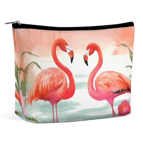 FZMTLDS Kosmetiktasche für Frauen, Kosmetiktasche mit zwei roten Flamingos Kulturbeutel, Make-up Organizer Make-up-Tasche mit Reißverschluss, Stil, One Size Style One Size, Stil, One size von FZMTLDS