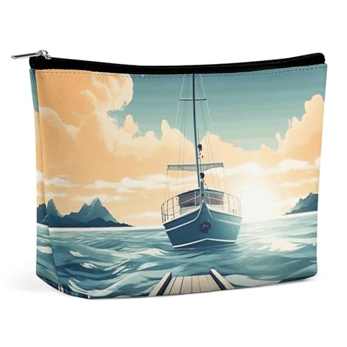 FZMTLDS Kosmetiktasche für Frauen Kosmetiktasche Boot Seelandschaft Thema Kulturbeutel Kosmetiktasche Kosmetiktasche mit Reißverschluss Stil One Size Style One Size Style One Size, Stil, One size von FZMTLDS