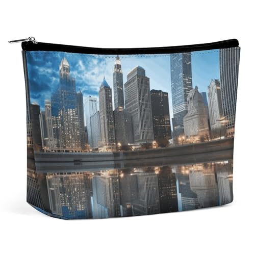 FZMTLDS Kosmetiktasche für Frauen Kosmetiktasche Chicago reflektierte Kulturbeutel Make-up Veranstalter Make-up-Tasche mit Reißverschluss, Stil, One Size Style One Size, Stil, One size von FZMTLDS