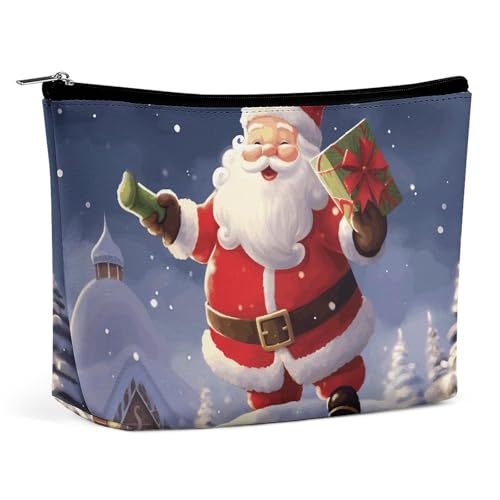 FZMTLDS Kosmetiktasche für Frauen Kosmetiktasche Frohe Weihnachten Weihnachtsmann Kulturbeutel Make-up Organizer Kosmetiktasche mit Reißverschluss Stil One Size Style One Size Style One Size, Stil, von FZMTLDS