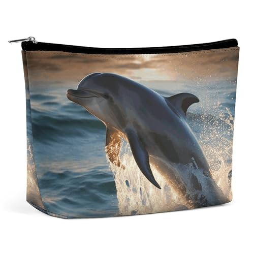 FZMTLDS Kosmetiktasche für Frauen Kosmetiktasche Schöner Delphin Kulturbeutel Make-up Organizer Kosmetiktasche mit Reißverschluss Stil One Size Style One Size Style One Size, Stil, One size von FZMTLDS