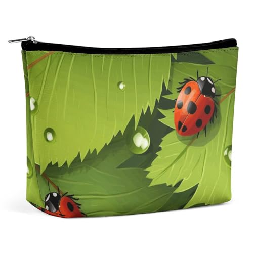 FZMTLDS Make-up-Tasche für Damen, Kosmetiktasche, Blätter und Marienkäfer, Kulturbeutel, Make-up-Organizer, Make-up-Tasche mit Reißverschluss, Stil, Einheitsgröße, Stil:, Einheitsgröße FZMTLDS Make-up-Tasche für Damen, Kosmetiktasche, Blätter und Marienkäfer, Kulturbeutel, Make-up-Organizer, Make-up-Tasche mit Reißverschluss, Stil, Einheitsgröße, Stil:, Einheitsgröße von FZMTLDS