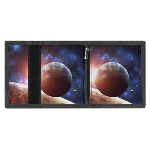 Dreifach gefaltete Herren-Geldbörse, Motiv: Planeten im Weltraum, minimalistische Geldbörse für Herren, RFID-blockierende Brieftaschen, 8 Kreditkartenfächer, 1 Geldscheinfach, Münzfach und Dreifach gefaltete Herren-Geldbörse, Motiv: Planeten im Weltraum, minimalistische Geldbörse für Herren, RFID-blockierende Brieftaschen, 8 Kreditkartenfächer, 1 Geldscheinfach, Münzfach und von FZMVSQH