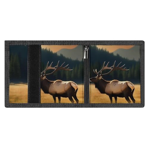 Elk In The Meadow Herren-Geldbörse, dreifach gefaltet, minimalistisch, RFID-blockierende Brieftaschen, 8 Kreditkartenfächer, 1 Geldscheinfach, Münzfach und Ausweisfenster, schmal, dreifach gefaltet Elk In The Meadow Herren-Geldbörse, dreifach gefaltet, minimalistisch, RFID-blockierende Brieftaschen, 8 Kreditkartenfächer, 1 Geldscheinfach, Münzfach und Ausweisfenster, schmal, dreifach gefaltet von FZMVSQH