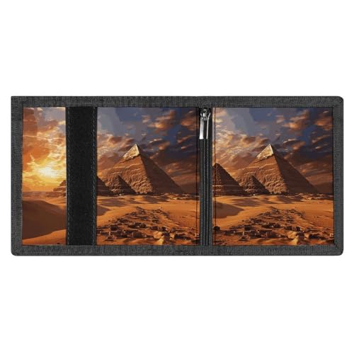 FZMVSQH Ägyptische Pyramiden Herren-Geldbörse, dreifach gefaltet, minimalistisch, RFID-blockierende Brieftaschen, 8 Kreditkartenfächer, 1 Geldscheinfach, Münzfach und Ausweisfenster, schmaler von FZMVSQH