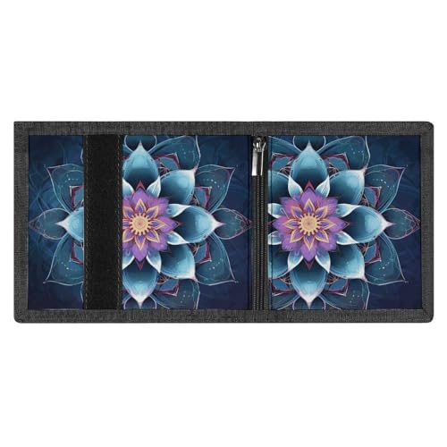 FZMVSQH Bohemian-Blumen-Herren-Geldbörse, minimalistisch, RFID-blockierend, 8 Kreditkartenfächer, 1 Geldscheinfach, Münzfach und Ausweisfenster, schmaler Klettverschluss, dreifach gefaltete Geldbörsen von FZMVSQH