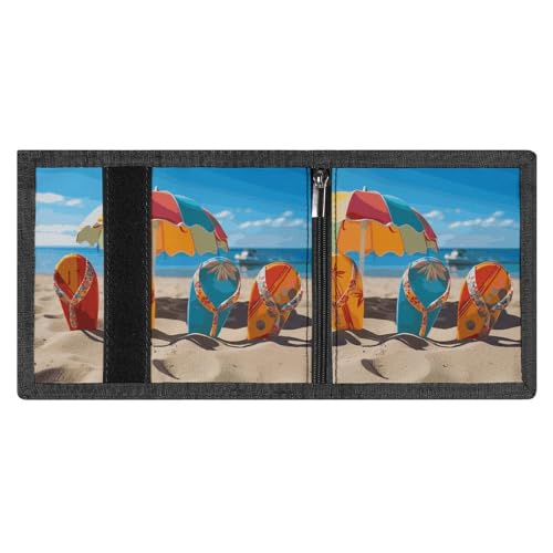 FZMVSQH Bunte Flip-Flops, dreifach gefaltete Geldbörse, minimalistische Geldbörse für Herren, RFID-blockierende Brieftaschen, 8 Kreditkartenfächer, 1 Geldscheinfach, Münzfach und Ausweisfenster von FZMVSQH