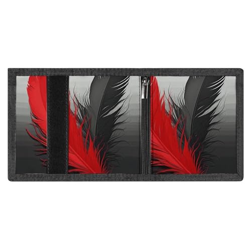 FZMVSQH Dreifach gefaltete Herren-Geldbörse mit Federn, minimalistische Geldbörse für Herren, RFID-blockierende Brieftaschen, 8 Kreditkartenfächer, 1 Geldscheinfach, Münzfach und Ausweisfenster von FZMVSQH