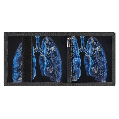 FZMVSQH Lungs Under The Light Herren-Geldbörse, dreifach faltbar, minimalistisch, RFID-blockierende Brieftaschen, 8 Kreditkartenfächer, 1 Geldscheinfach, Münzfach und Ausweisfenster, tragbare von FZMVSQH