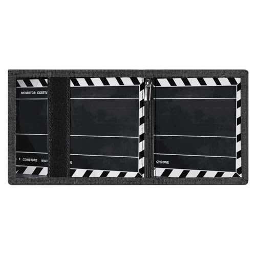FZMVSQH Movie Clapboard Herren-Geldbörse, dreifach gefaltet, minimalistisch, RFID-blockierende Brieftaschen, 8 Kreditkartenfächer, 1 Geldscheinfach, Münzfach und Ausweisfenster, schmaler von FZMVSQH