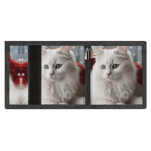 FZMVSQH Niedliche weiße Katzen-Herren-Geldbörse, minimalistisch, RFID-blockierend, 8 Kreditkartenfächer, 1 Geldscheinfach, Münzfach und Ausweisfenster, schmal, dreifach gefaltete Geldbörsen mit FZMVSQH Niedliche weiße Katzen-Herren-Geldbörse, minimalistisch, RFID-blockierend, 8 Kreditkartenfächer, 1 Geldscheinfach, Münzfach und Ausweisfenster, schmal, dreifach gefaltete Geldbörsen mit von FZMVSQH