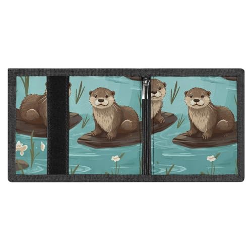 FZMVSQH Otters Herren-Geldbörse, dreifach faltbar, minimalistisch, RFID-blockierend, 8 Kreditkartenfächer, 1 Geldscheinfach, Münzfach und Ausweisfenster, schmaler Klettverschluss, dreifach gefaltete FZMVSQH Otters Herren-Geldbörse, dreifach faltbar, minimalistisch, RFID-blockierend, 8 Kreditkartenfächer, 1 Geldscheinfach, Münzfach und Ausweisfenster, schmaler Klettverschluss, dreifach gefaltete von FZMVSQH