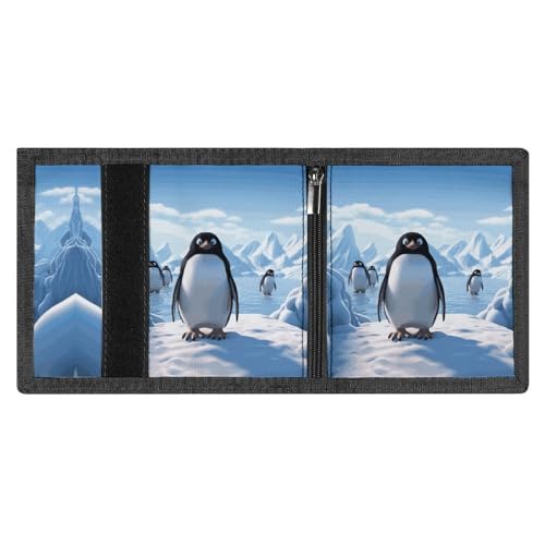 FZMVSQH Penguin Antarctica Ice Herren-Geldbörse, dreifach gefaltet, minimalistisch, RFID-blockierende Brieftaschen, 8 Kreditkartenfächer, 1 Geldscheinfach, Münzfach und Ausweisfenster, schmal von FZMVSQH