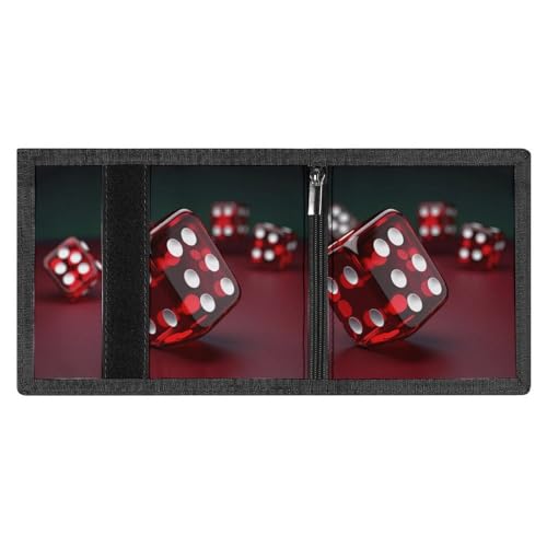 FZMVSQH Red Dice Herren-Geldbörse, dreifach faltbar, minimalistisch, RFID-blockierend, 8 Kreditkartenfächer, 1 Geldscheinfach, Münzfach und Ausweisfenster, tragbare, schlanke, dreifach gefaltete FZMVSQH Red Dice Herren-Geldbörse, dreifach faltbar, minimalistisch, RFID-blockierend, 8 Kreditkartenfächer, 1 Geldscheinfach, Münzfach und Ausweisfenster, tragbare, schlanke, dreifach gefaltete von FZMVSQH