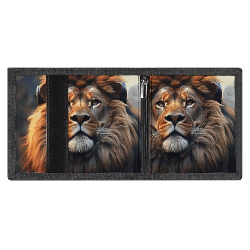 FZMVSQH Scifi Lion Herren-Geldbörse, dreifach gefaltet, minimalistisch, RFID-blockierende Brieftaschen, 8 Kreditkartenfächer, 1 Geldscheinfach, Münzfach und Ausweisfenster, schmaler Klettverschluss FZMVSQH Scifi Lion Herren-Geldbörse, dreifach gefaltet, minimalistisch, RFID-blockierende Brieftaschen, 8 Kreditkartenfächer, 1 Geldscheinfach, Münzfach und Ausweisfenster, schmaler Klettverschluss von FZMVSQH