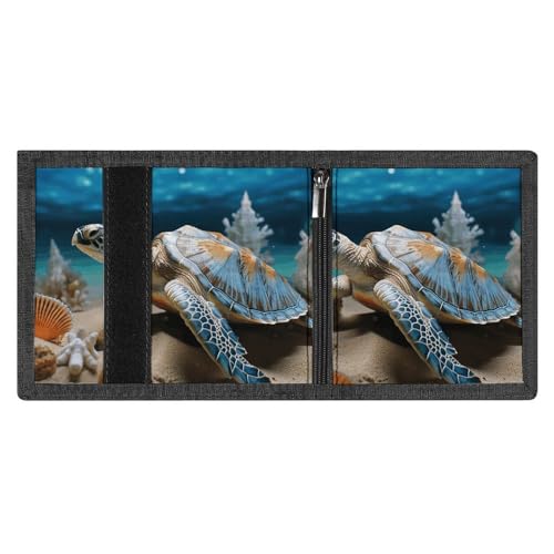 FZMVSQH Sea Conch Muschel Seestern Schildkröte Herren dreifach gefaltete Geldbörse Minimalistische Geldbörse für Männer, RFID-blockierende Brieftaschen, 8 Kreditkartenfächer, 1 Geldscheinfach von FZMVSQH