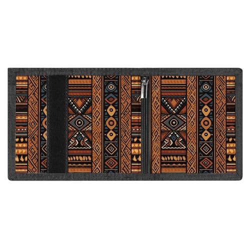 FZMVSQH Traditionelles afrikanisches Design, dreifach gefaltete Geldbörse für Herren, RFID-blockierende Brieftaschen, 8 Kreditkartenfächer, 1 Geldscheinfach, Münzfach und Ausweisfenster, schmal von FZMVSQH