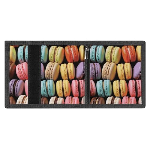 Macaron Biscuit Flavored Pastries Herren-Geldbörse, dreifach gefaltet, minimalistische Geldbörse für Herren, RFID-blockierende Brieftaschen, 8 Kreditkartenfächer, 1 Geldscheinfach, Münzfach und von FZMVSQH