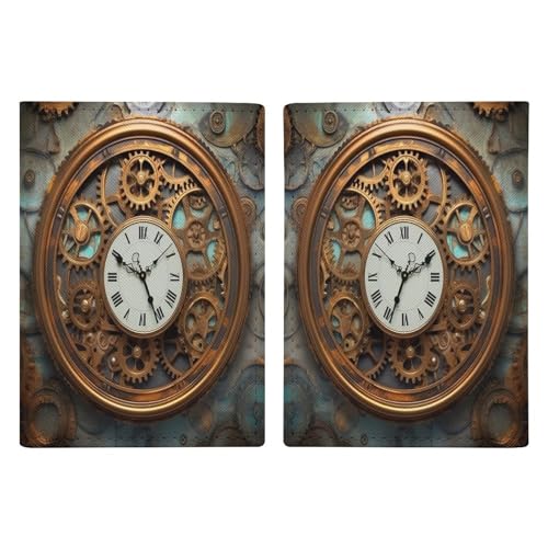 Rusty Steampunk-Uhr, bedruckte Reisepasshülle, Reisepasshülle für Reisen, Reisepass, Kartenschutz, Brieftasche, RFID-blockierend, Leder-Kartenetui für Damen und Herren, rostige Steampunk-Uhr, Rusty von FZMVSQH