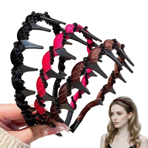 3 Stück Haarreifen Damen Haarbänder 2025 Neu Vintage High Cranium Kunstperlen Haarband Haarkamm Haarreif Perlen Mode Stirnbänder Faux Pearl Haarband für Frauen Damen Mädchen (A) von FZQBEY