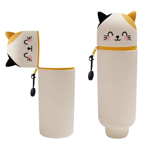 FZQBEY Stand Up Federmäppchen, Silikon Federmäppchen mit Reißverschluss, 2-in-1 Standmäppchen, Weiche Silikon Federtasche, Cartoon Tier Stifthalter, für Mädchen Geschenke 7 8 9 10 11 12 Jahre (D) von FZQBEY
