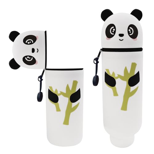 FZQBEY Stand Up Federmäppchen, Silikon Federmäppchen mit Reißverschluss, 2-in-1 Standmäppchen, Weiche Silikon Federtasche, Cartoon Tier Stifthalter, für Mädchen Geschenke 7 8 9 10 11 12 Jahre (A) von FZQBEY