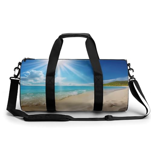 Cute Elephant_80395810 Turnbeutel, kleine Reisetasche mit Fach, Handgepäck, Wochenendtasche für Damen und Herren, Bright Sunshine Summer Beach, 17.7in/9in/9in von FZQVSGW