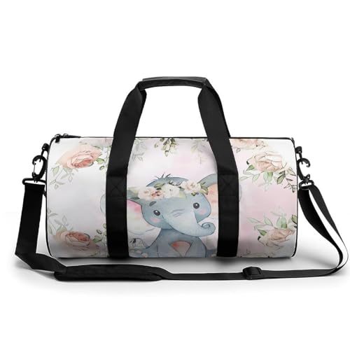 Cute Elephant_80395810 Turnbeutel, kleine Reisetasche mit Fach, Handgepäck, Wochenendtasche für Damen und Herren, Cute Elephant_80395810, 17.7in/9in/9in von FZQVSGW
