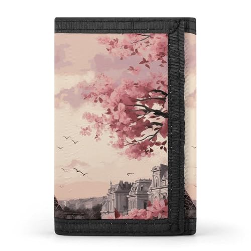 FZQVSGW Antikes ägyptisches dreifach gefaltetes Portemonnaie mit 8 Kartenfächern, Kreditkartenhalter, geteilte Geldscheinfach, Romantischer Turm Paris, Einheitsgröße, Modern von FZQVSGW