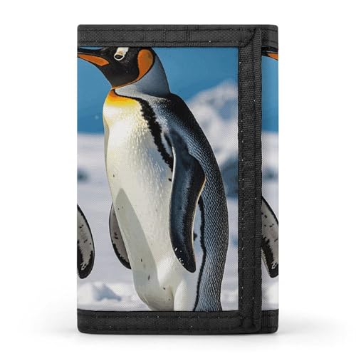 FZQVSGW Arches National Park-Standard, dreifach gefaltete Geldbörse, Münzgeldbörse mit 8 Kartenfächern, Kreditkartenhalter, geteilte Geldscheinfach, Junge Pinguine mit Schnee, Einheitsgröße, Modern von FZQVSGW