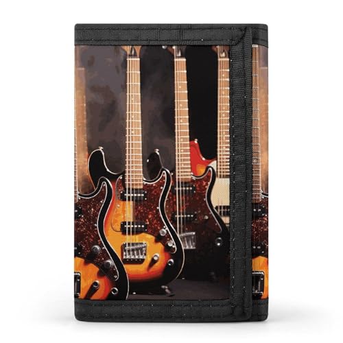 FZQVSGW Bunte Knöpfe, dreifach gefaltete Geldbörse, Münzbörse mit 8 Kartenfächern, Kreditkartenhalter, geteilte Geldscheinfach, Coole E-Gitarre, Einheitsgröße, Modern von FZQVSGW